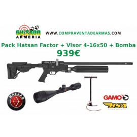 Pack Carabina PCP Hatsan Factor + Visor + Bomba