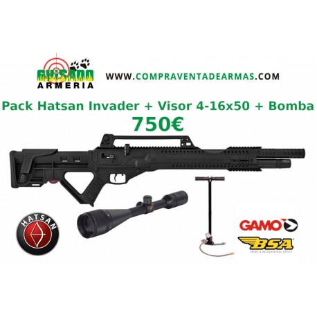 Pack Carabina PCP Hatsan Invader + Visor + Bomba